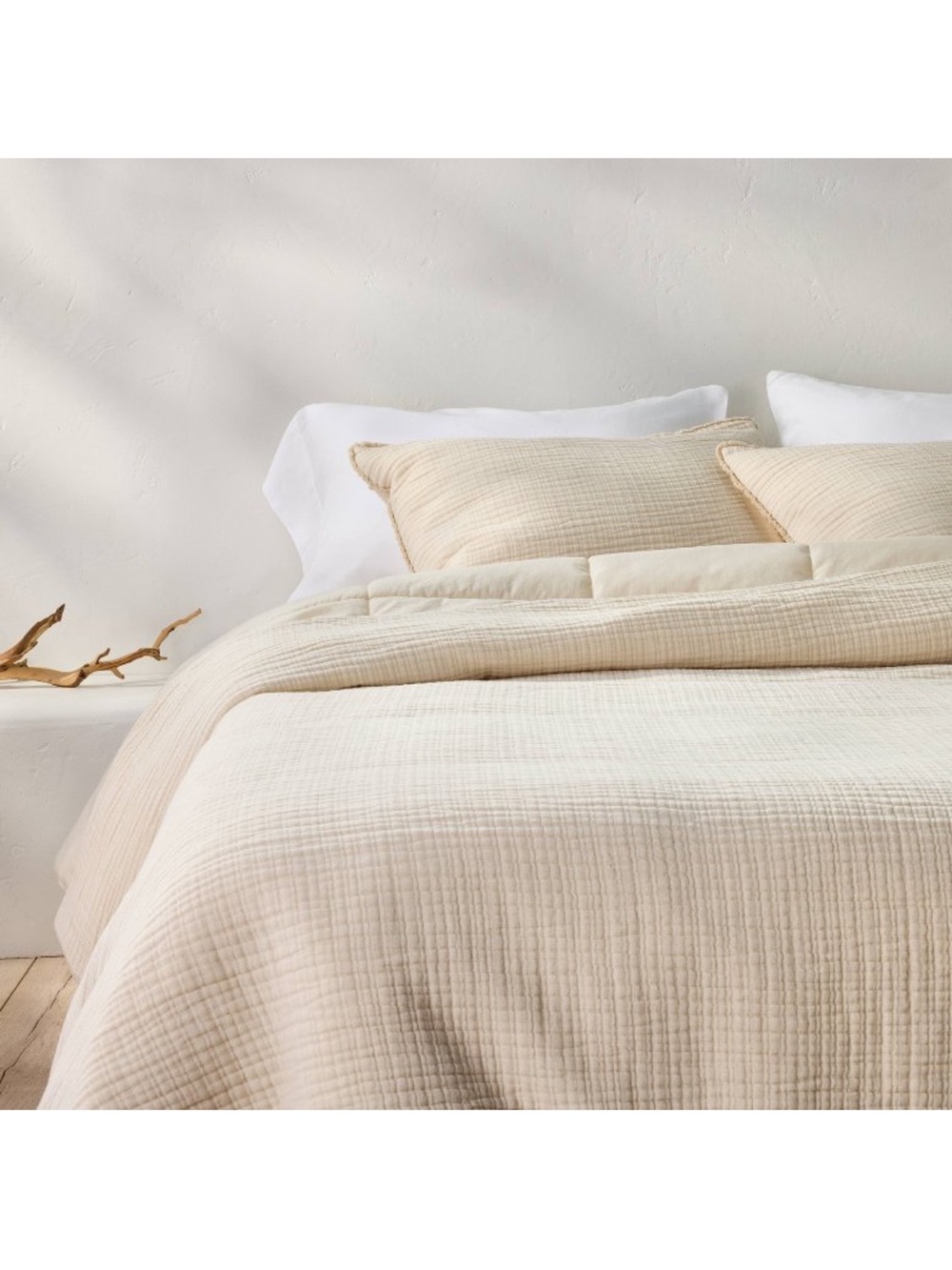 Casaluna King / Cal King Chambray 100% Cotton Comforter Set, Natural
